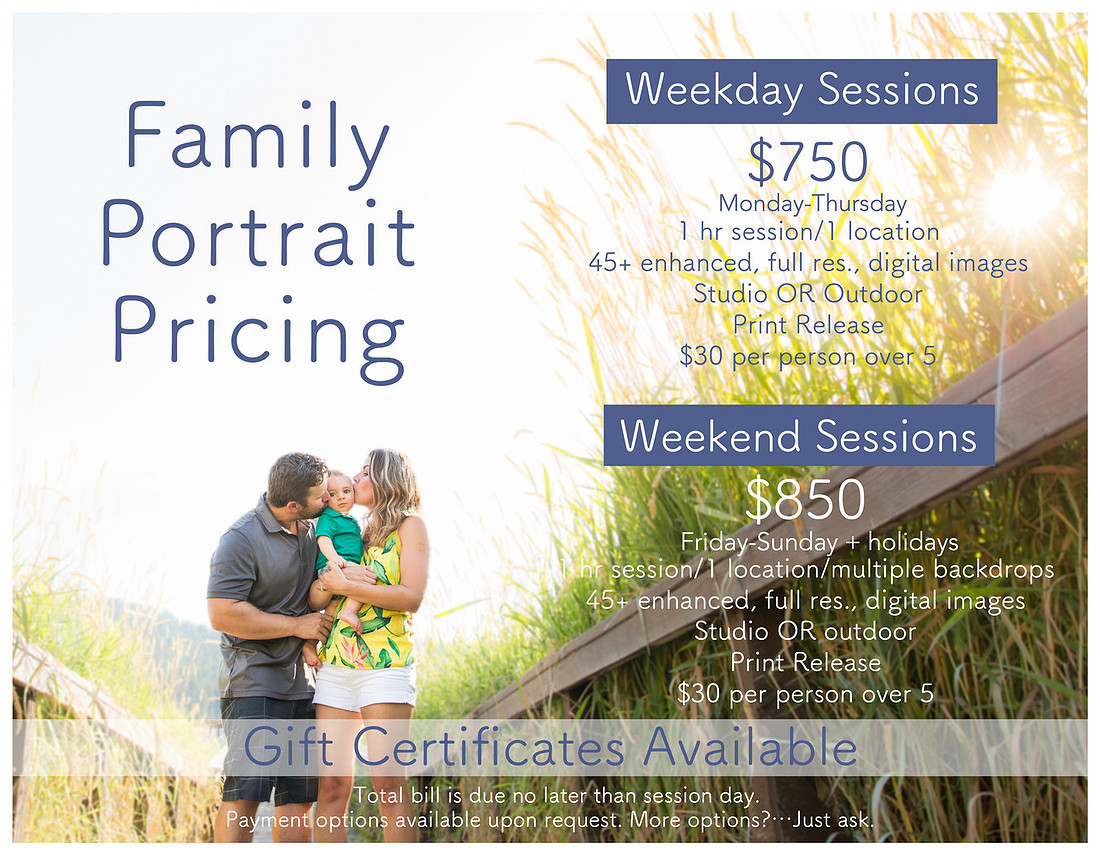 Family Portrait Session Pricing 2026
